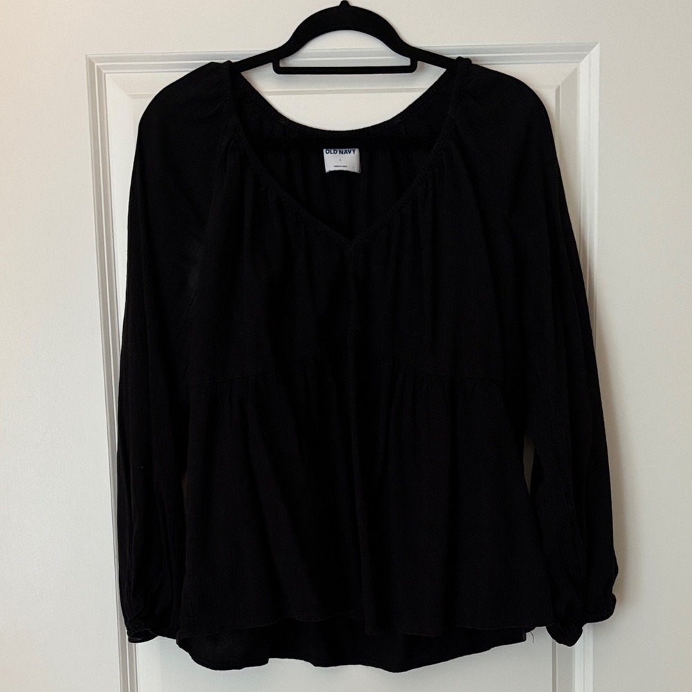 Black Linen Blouse for Women